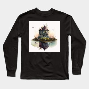 Swamp Cabin Watercolor Long Sleeve T-Shirt